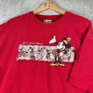 Vintage Walt Disney World Minnie Mouse Shirt Adult 2XL Red Retro Graphic